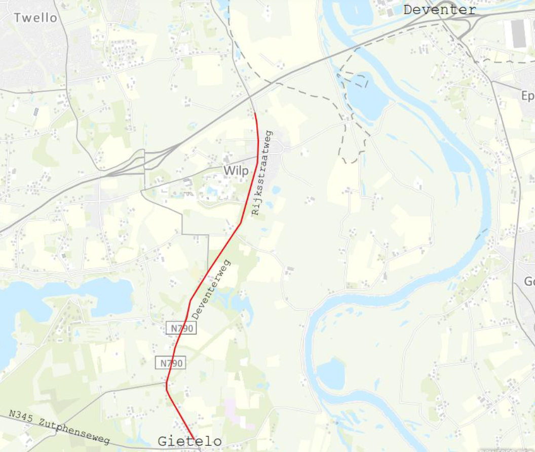 Nachtelijke onderhoudswerkzaamheden N790 tussen Voorst en Wilp