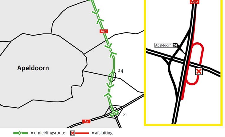 kaartje a50 wegafsluiting