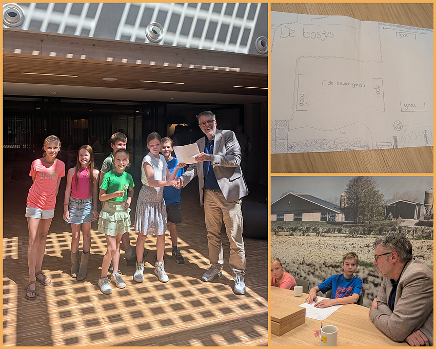 Leerlingen basisschool de Wingerd met wethouder