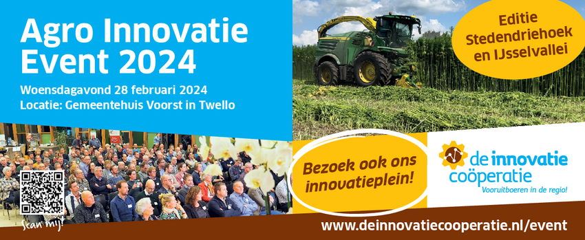 Uitnodiging voor het Agro Innovatie Event op woensdagavond 28 februari in het gemeentehuis