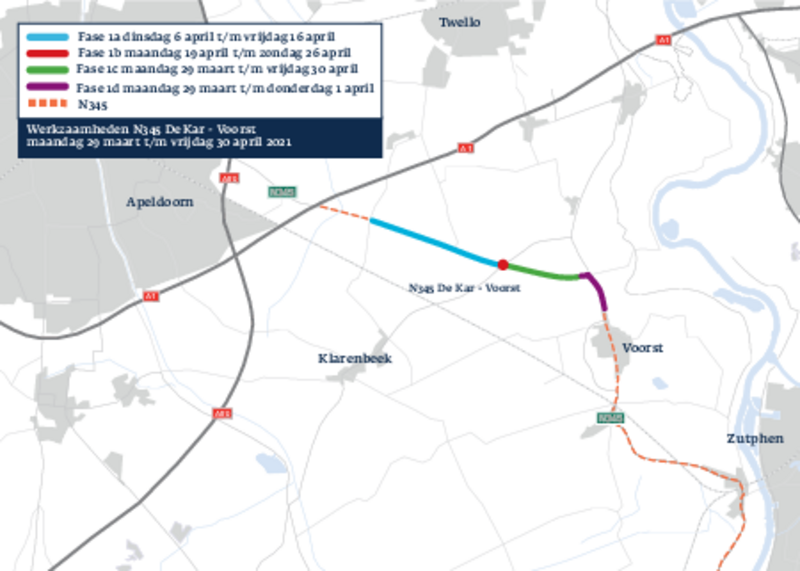 N345 dicht tussen 29 maart en 30 april | Gemeente Voorst