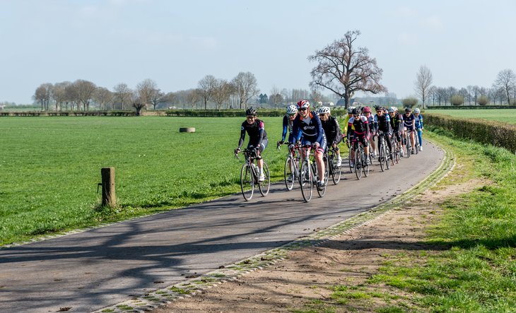 Groep wielrenners op de weg