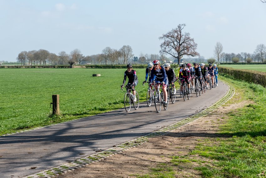 Groep wielrenners op de weg