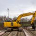 Graafmachine tussen betonnen fundering