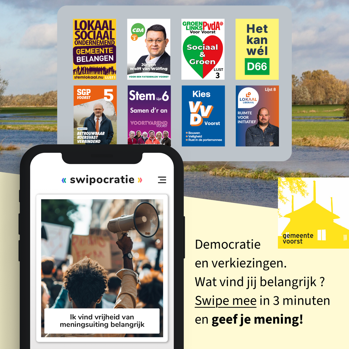 Wat vindt u van onze democratie? Swipe mee!