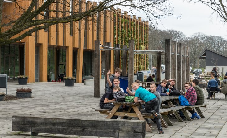 Jongeren op schoolplein