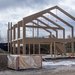 Houten skelet van de nieuwe brandweerkazerne