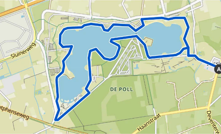 Kaart gebied oefening rond plas Bussloo