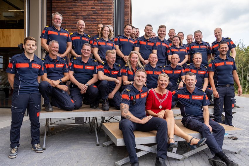 Paula Jorritsma-Verkade, Olav Strotmann, Emiel Horstink en brandweer Twello